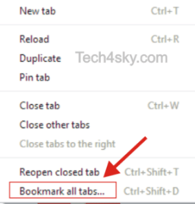 Bookmark Google chrome tab