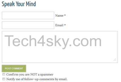 Tech4sky.com Comment form without website field