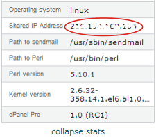 Get server IP address - cPanel sidebar