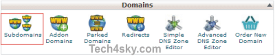 Subdomain link under capnel Domains widget
