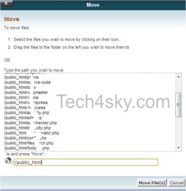 Moving content to public_html folder - cPanel filemanger