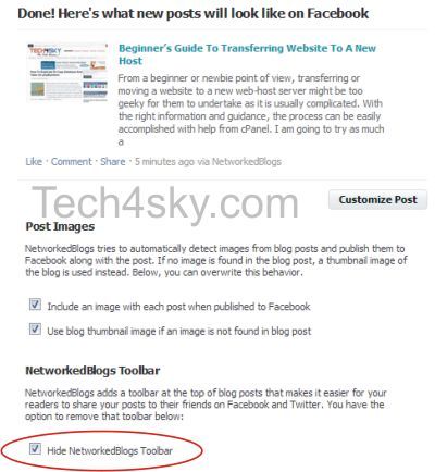 Hide networkedblogs social share toolbar