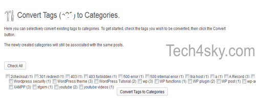 Convert categories to tags