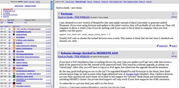 FEED ON FEEDS PHP RSS reader