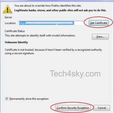 Adding This Connection is Untrusted Exception to Firefox