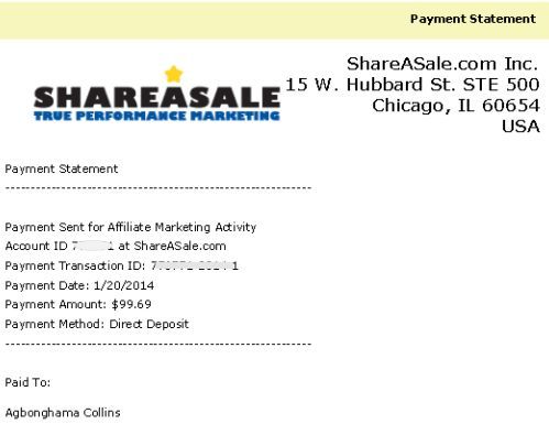 Shareasale payment statement