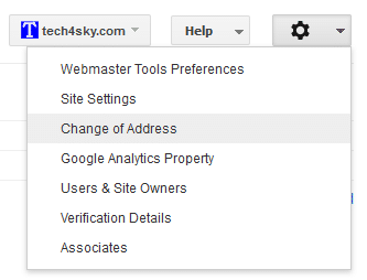 Google webmaster tool - change of address