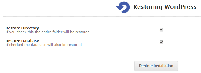 Restore website backup via Softaculous