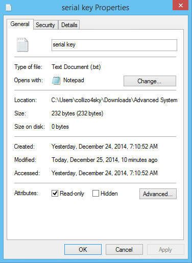 Windows file properties